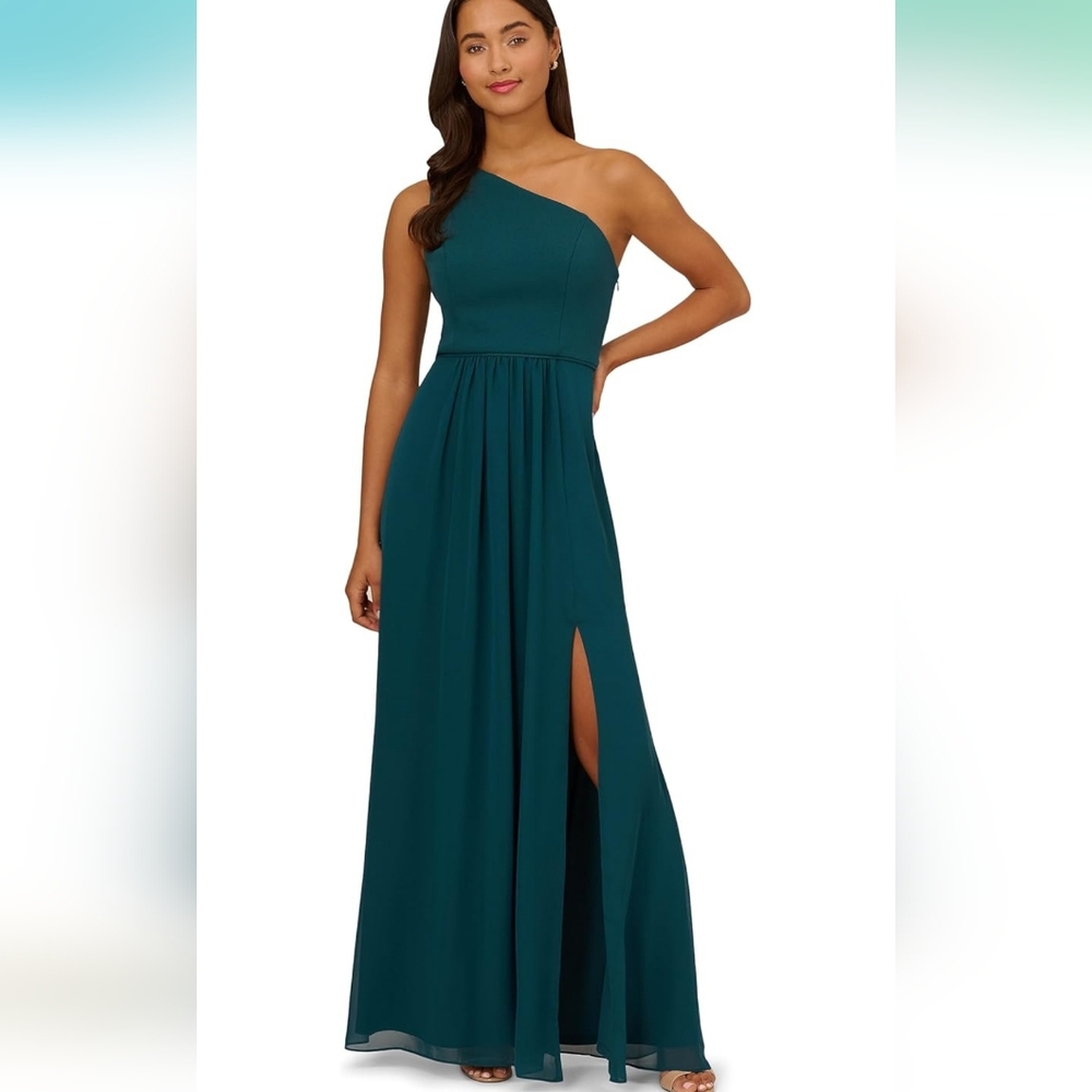 Adrianna Papell Women's One Shoulder Chiffon Gown